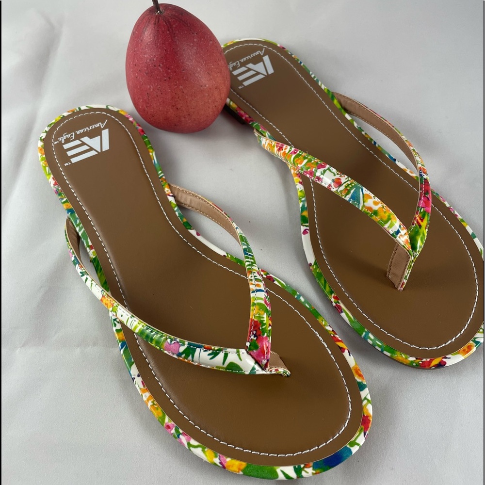 Spring floral sandals or thongs, size 13, never worn.